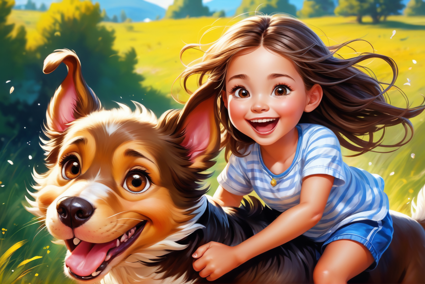 00509-1772436482-(masterpiece, best quality, high quality, ultra-detailed),_1girl,riding on a big dog,run about wildly,cheerful atmosphere,.png